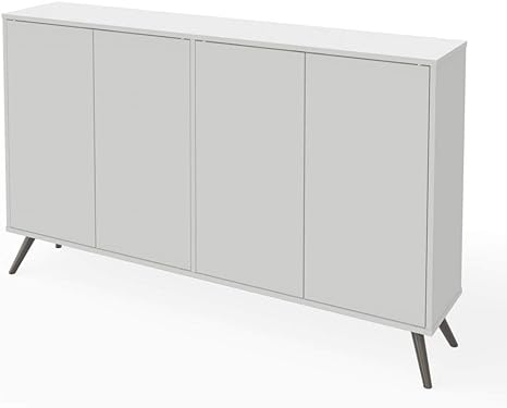 Bestar Krom Narrow Storage Cabinet with Metal Legs, 60W, White