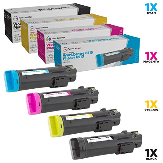 LD Compatible Toner Cartridge Replacement for Xerox Phaser 6510 & WorkCentre 6515 High Yield (Black, Cyan, Magenta, Yellow, 4-Pack)