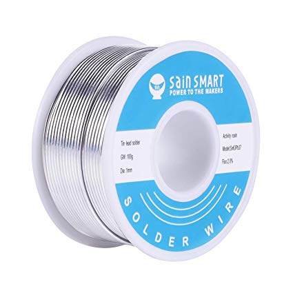 SainSmart 1mm Solder Wire 63/37 Tin/Lead Sn63Pb37 with Flux Rosin Core for Electrical Soldering (100g /0.22lbs)
