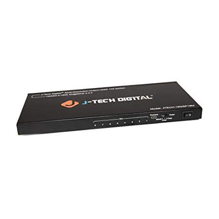 J-Tech Digital Scaler/Multi-Resolution Output (MRO) 18GBps 1x8 HDMI 2.0 Splitter HDR10/Dolby Vision 4K@60Hz 4:4:4 [JTECH-18GSP18M]