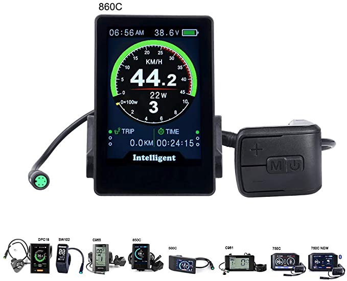 BAFANG Ebike Display 860C Large LCD Display 8fun Electric Bicycle Computer Speedometer UART Communication Protocol Available for eBike BBS02B BBS01B and BBSHD Mid Motor Kit(860C)