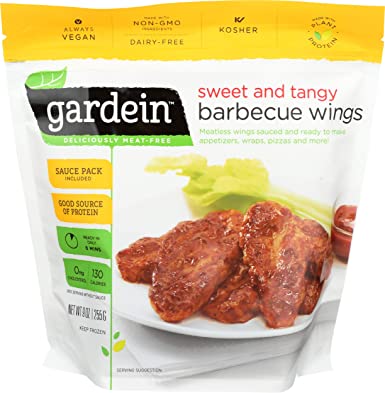 Gardein Sweet and Tangy Barbecue Wings, Meatless Protein Packed Wings, Contains Sauce Packet, 9 Ounce (Frozen)