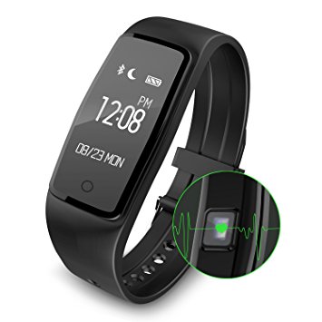 Alisten Fitness Activity Tracker, Smart Bracelet Wristband Heart Rate Monitor Bluetooth Wireless Waterproof IP67 Bracelet HR Running Tracker Walk Counter Pedometer Track Steps Sleep-Black