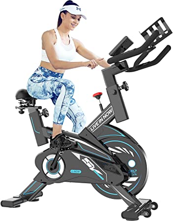 L NOW Exercise Bike Indoor Cycling Bike Belt Driven Stationary Bike for Home Office Cardio Workout Bike Training