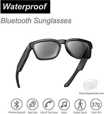 Water Resistant Audio Sunglasses, Fashionable Bluetooth Sunglasses to Listen Music and Make Phone Calls,UV400 Polarized Lens and Compatible with Prescription Lens