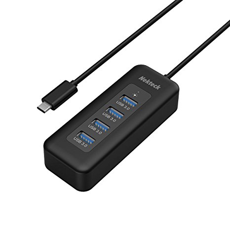 Nekteck USB Type-C to USB 3.0 Hub with 4 USB-A Ports Adapter for New Macbook, ChromeBook Pixel, and More Laptops and PCs