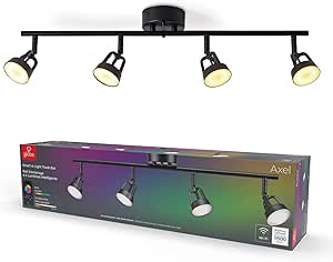 Globe Electric 57503 Wi-Fi Smart 4-Light LED Track Lighting, Matte Black, No Hub Required, Voice Activated, 28W, 7 Watts per Track Head, Multicolor RGB, Tunable White 2000K-5000K, 1600 Lumens