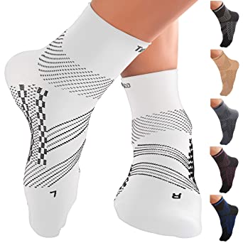 TechWare Pro Ankle Brace Compression Socks - Plantar Fasciitis Sock with Arch Support for Achilles Tendonitis & Heel Pain Relief. Men & Women 1 Pair