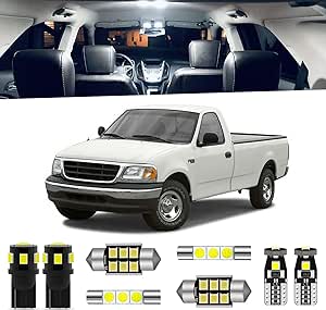 12-Pieces F150 Interior LED Light Kit for Ford F-150 1997 1998 1999 2000 2001 2002 2003 White 6000K Interior LED Lighting Package   Cargo Lights, License Plate Lights, Install Tool