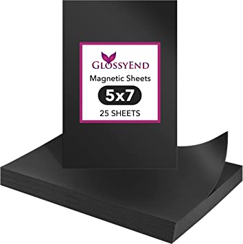 Pack of 25 – Durable Plain Magnetic Sheet, Flexible Magnetic Sheet, Easy to Cut Magnetic Sheet, Magnetic Sheet for Arts & Crafts, Size: 5" X 7" Magnetic Thickness 30 Mil.