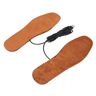 Dilwe Winter Heated Insoles, Electronic Heating Warm Insoles with USB Rechargeable for Both Men and Women(Men-Brown)