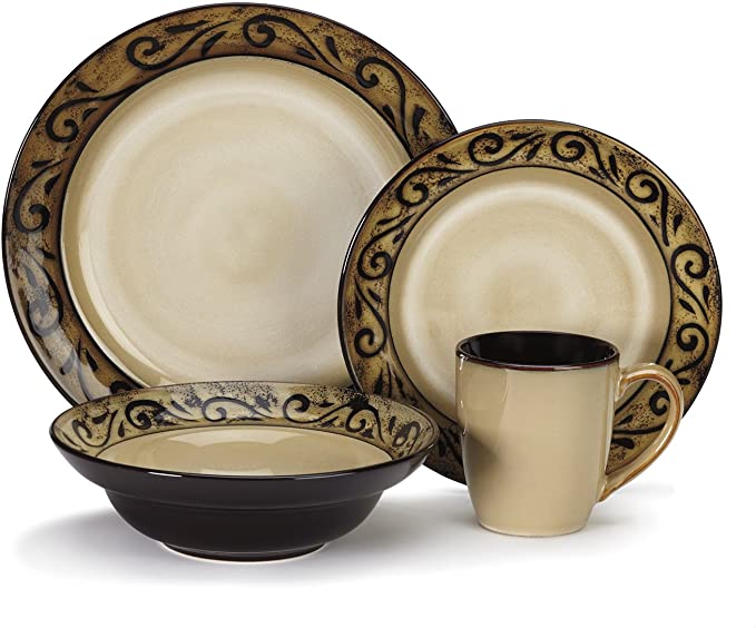 Cuisinart CDST1-S4G5 Stoneware Isere Collection 16-Piece Dinnerware Sets