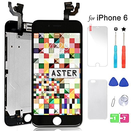 Full Assembly LCD Touch Screen Replacement Set for 4.7 iPhone 6 (Touch Digitizer Assembly   Facing Proximity Sensor   Ear Speaker   Front Camera   Repair Tools) Black