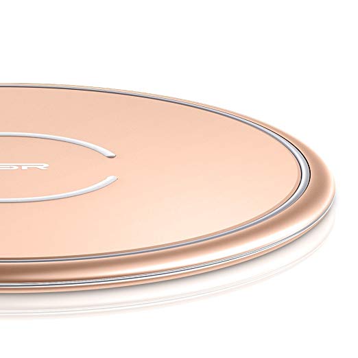 ESR Wireless Charger, Metal Frame Ultra-Thin Fast Charging Pad, 7.5W Compatible iPhone 11/11 Pro/11 Pro Max, 10W Fast Charging Galaxy S20/S20 /S20 Ultra/Note10, Pixel 3/4(No AC Adapter), Rose Gold