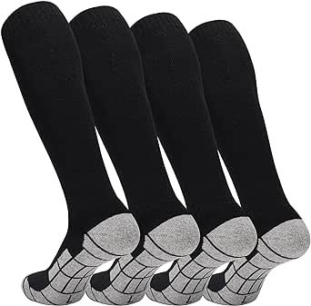 Ultrafun 4 Pairs Soccer Socks Cushioned Knee High Team Sports Football Socks for Men Youth Kids