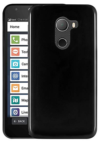 Jitterbug Smart 2 Case, Linkertech Slim Air Armor Thin Fit Silicone Gel Soft TPU Bumper Durable Flex and Easy Grip Case for Jitterbug Smart2 (Black)