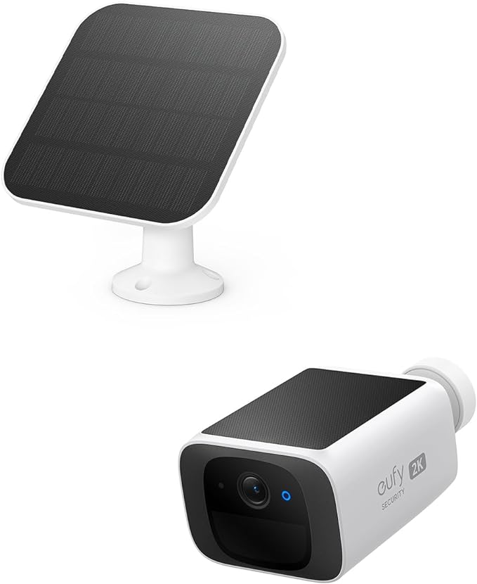 eufy Security SoloCam S220 with Certified eufyCam Solar Panel, Solar Security Camera, Wireless Outdoor Camera, Continuous Power, 2K Resolution, Wireless, 2.4 GHz Wi-Fi, HomeBase 3 Compatible