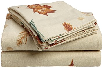 Divatex 100-Percent Cotton Flannel Full Sheet Set, Autumn Leaf