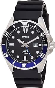 Casio Men's MDV106-1AV 200 M WR Black Dive Watch (MDV106-1A), Black/Blue, Classic