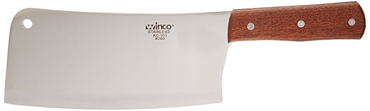 Winco Heavy Duty Cleaver with Wooden Handle, Stainless Steel
