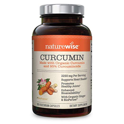NatureWise Curcumin Turmeric 1650mg with 95% Curcuminoids & BioPerine Black Pepper Extract, Advanced Absorption, Cardiovascular & Healthy Joints Support, Gluten-Free, Non-GMO (180 Count 2 Pack)