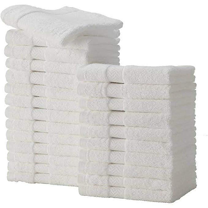 Cleaning Solutions 79155 Cotton Washcloths Pack of 36, Size:12”x12” Premium Quality White Multi-Purpose Face Cloths, Salon, Workout Towels, 36-Pack