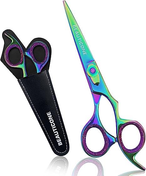 BEAUTICONE Hair Cutting Scissors | Professional Stainless Steel Barber Scissors/Shears | Hairdressing Scissors | Smooth & Sharp Edge Blades - Hair Scissors for Men/Women (Multi Color)