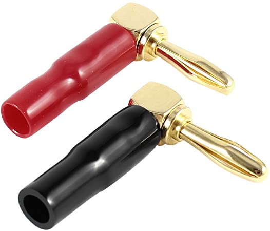 Sourcingmap® Audio Speaker Cable Connector Right Angle Screw Type Banana Plug 2 Pcs Red Black