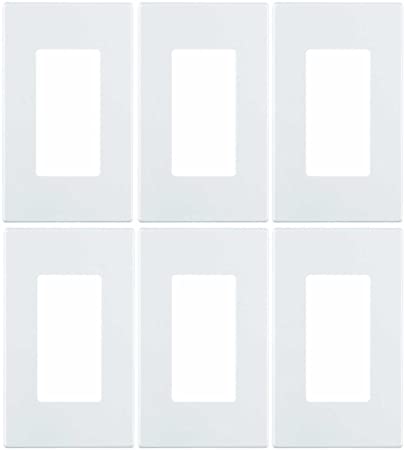 Leviton 80301-SW 1-Gang Decora Plus Wallplate Screwless Snap-On Mount (6 Pack, White)