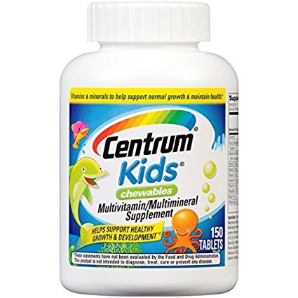 Centrum Kids Multivitamin/Multimineral Supplement (Cherry, Orange, & Fruit Punch Flavor, 150-Count Chewables) by Centrum