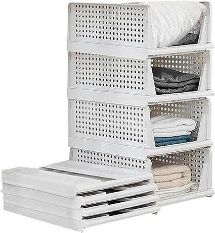 Swiffer Clothes Organizer for Wardrobe Cupboard Organizer for Clothes Foldable and Stackable Closet Organizer Drawer Organizer for Clothes, Almirah Space Organizer (Pack of 4)