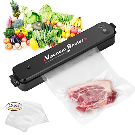 Vacuum Sealer Machine,Adkwse Portable Compact Vacuum Sealing System for Vacuum and Seal /Seal ,Sous Vide Cooking Mufti-function including 15pcs Bags Black