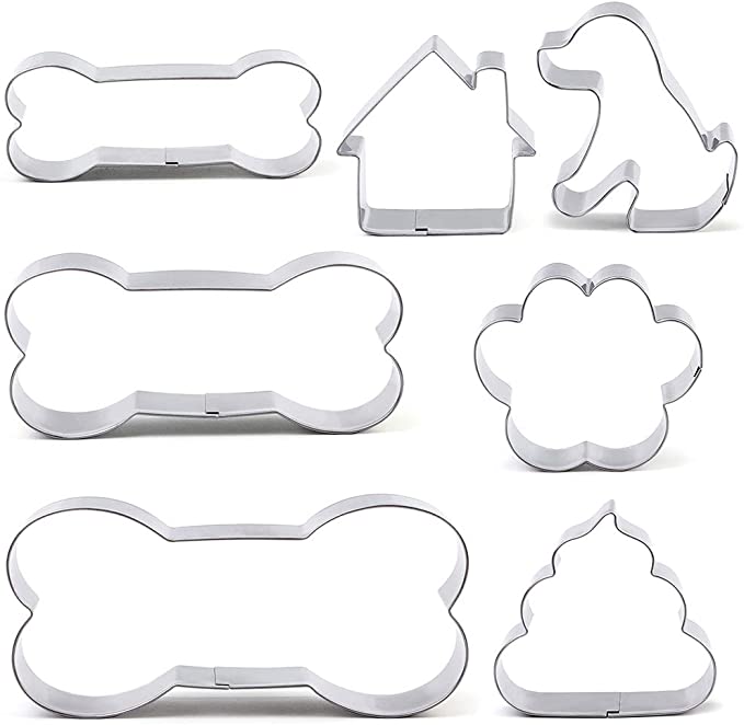 BakingWorld Dog Cookie Cutter Set - 7 Piece - Dog,Paw Print,Dog House,Dog Droppings and Dog Bone Biscuit Cookie Mold for Homemade Treats - Stainless Steel