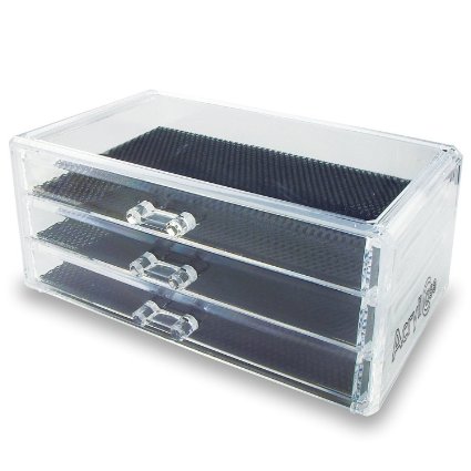 Acrylic Jewelry Organizer, Arranges Makeup and Accessories, 3 Drawers Cosmetic Storage Display Box, By AcryliCase