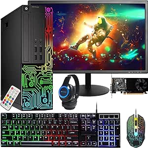 Dell OptiPlex Desktop RGB Gaming Computer PC, Intel Core i5, GeForce GT 1030 2GB GDDR5, 16GB RAM, 512GB SSD, 24 Inch HDMI Monitor, RGB Keyboard Mouse and Headset, WiFi, Windows 10 Pro (Renewed)