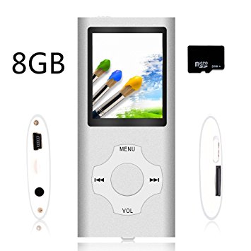 Tomameri - Compact and Portable MP3 / MP4 Player with Rhombic Button ( Including a 8 GB Micro SD Card ) Supporting Photo Viewer, E-Book Reader and Voice Recorder and FM Radio Video Movie (Silver)