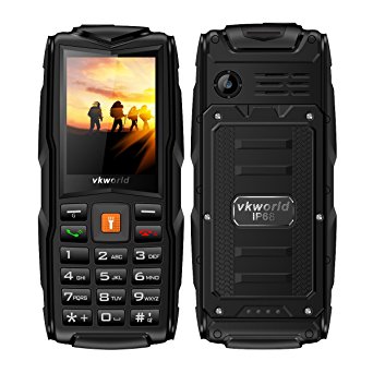 Mobile phone,2017 New VKworld Stone V3 2.4" Sim-Free Mobile phone with Big Button,IP68 Waterproof,Shockproof,Dustproof,LED Flashlight and Triple Sim Triple Standly 2G Unlocked Cell phone for the Elderly/Military(2MP Camera,64MB 64MB,FM Radio,Box Speaker,3000mAh battery,Millet Lamp Gift) (Black)