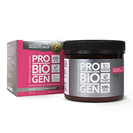 PROBIOGEN Adults 55  Probiotic Multi Powder: Smart Spore Technology, DNA Verified, 100X Better Survivability