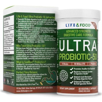 Advanced Strength Ultra Probiotic 50 Billion CFU w Time Release and Moisture Protection Packaging 30 ct