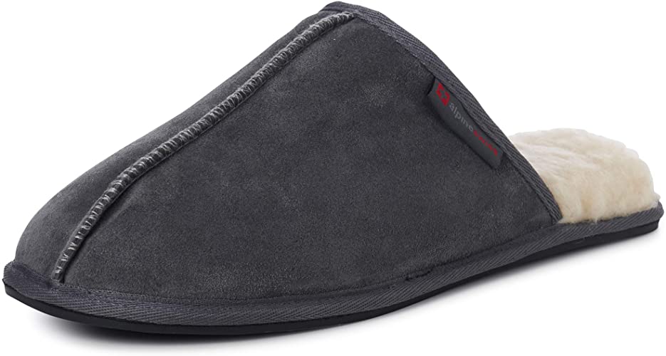 Alpine Swiss Halden Mens Genuine Suede Memory Foam Scuff Slippers