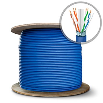 GearIT 1000 Feet Bulk Cat6 STP Ethernet Cable - Solid Twisted Pair - Cat 6 Shielded 550Mhz 24AWG Full Copper Wire Spool - In-Wall Rated (CM), Blue