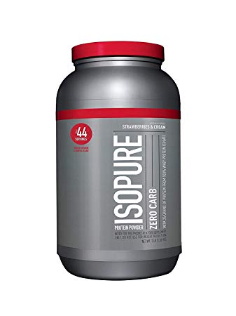 Isopure Zero Carb Protein Powder, 100% Whey Protein Isolate, Flavor: Strawberries & Cream, 1.36 kgs (Packaging May Vary)