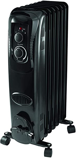 PELONIS HO-17LA1B Basic Electric Oil Filled Radiator, 1500W Portable Full Room Radiant Space Heater with Adjustable Thermostat, for Home & Office,Black