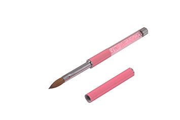BQAN 1Pc Acrylic Nail Art Brush With Pink Rhinestone Handle Pure Kolinsky Hair Nail Tools #10