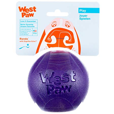 West Paw Rando Squeezy Dog Play Chew Ball Toy with Zogoflex Echo, Made in USA