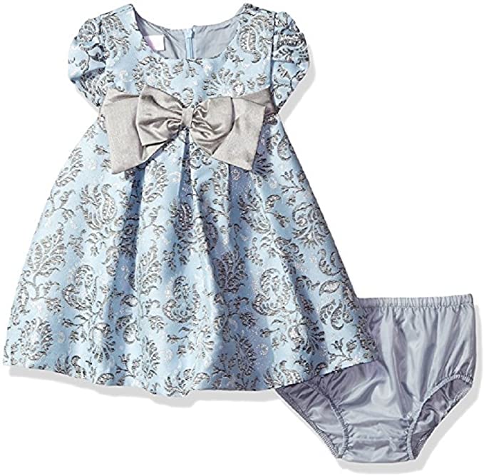 Bonnie Baby Baby Girls' Baby Girls Short Sleeved Brocade Float with Taffeta Bow