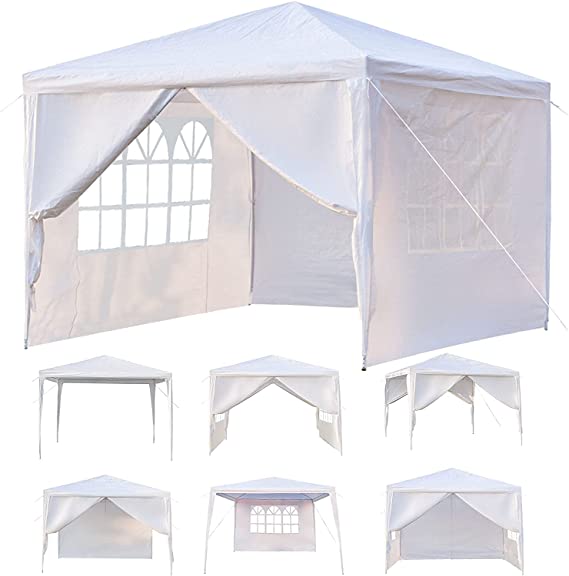 Seven And Eight Oudoor Canopy Tent 10x10 Ft Gazebos Commercial Instant Shelter Tent, Heavy Duty Event Tent Pavilion, Portable Waterproof Canopy Folding with 4 Removable Sidewalls, 8 Stakes, 4 Ropes