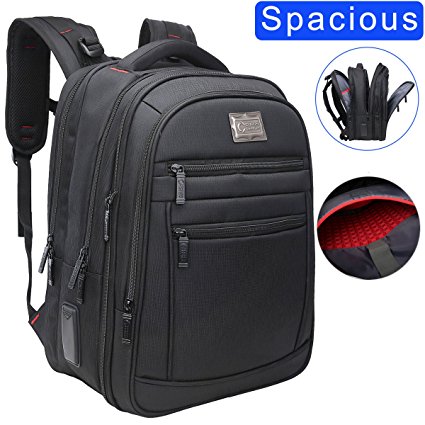 CrossLandy Extra Large Computer Backpack for 15.6” Laptop for Men Women Business Travel Backpacks Water Resistant Black