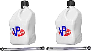 VP Racing Fuels 5-Gallon Square Motorsport Utility Container White & 14" Standard Hose (2 Pack)