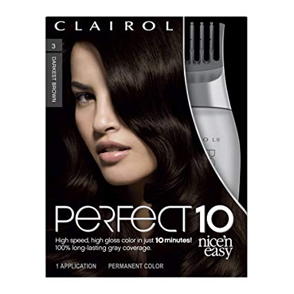 Clairol Perfect 10 By Nice 'N Easy Hair Color 03 Darkest Brown 1 Kit